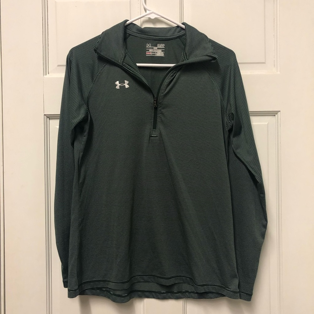 Women’s loose fit pin stripped quarter zip